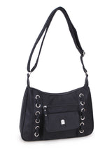 Luna Eyelet Hobo in Black